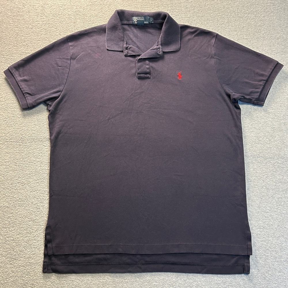 Polo Ralph Lauren Polo Shirt Mens L Dark Navy Cotton Red Pony Logo Short Sleeve